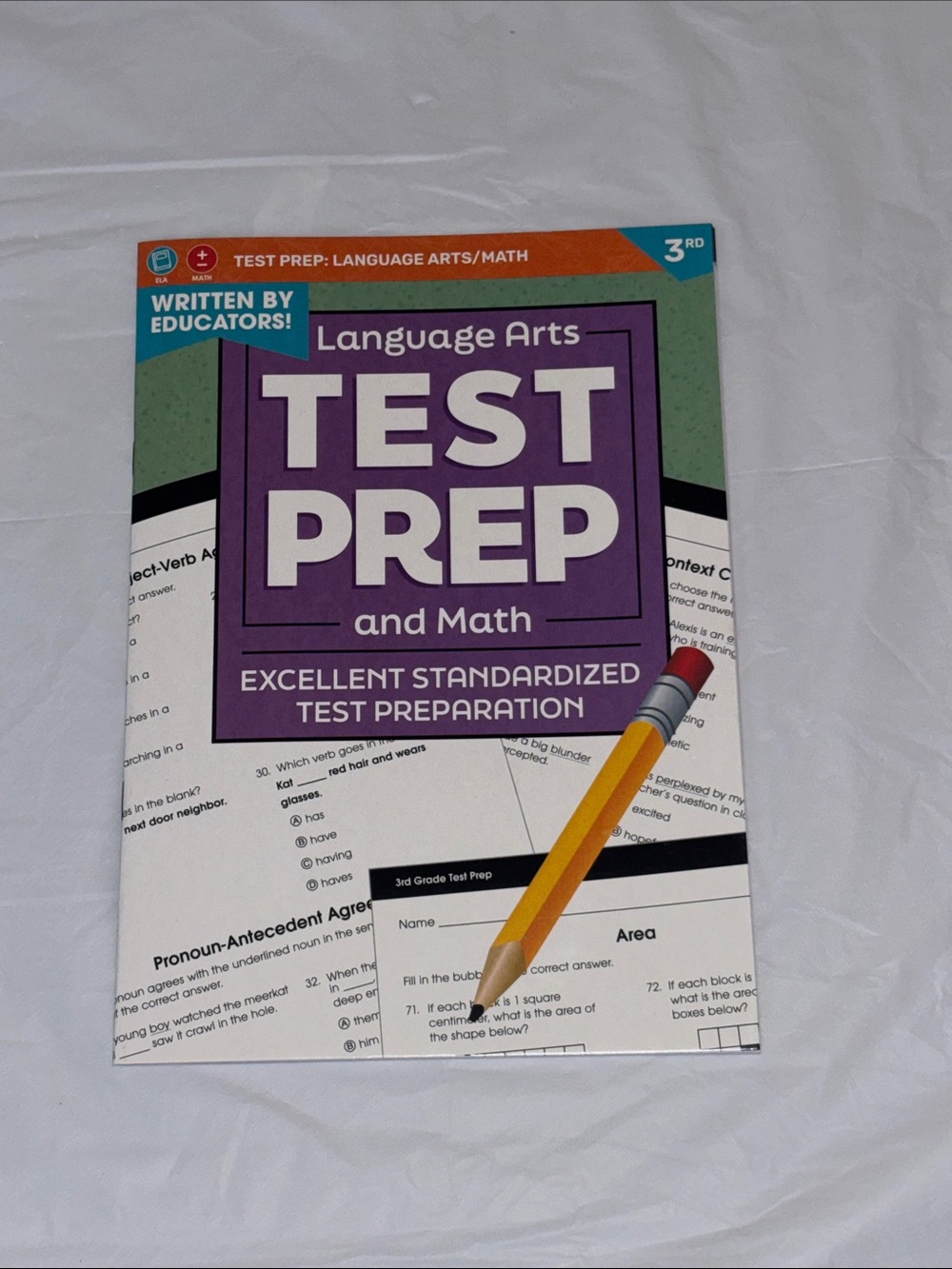 Language Arts Test Prep and Math Workbook - Purple Cover